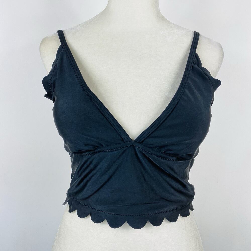 Beachsissi Size Medium Scalloped Bikini Swim Top Black
